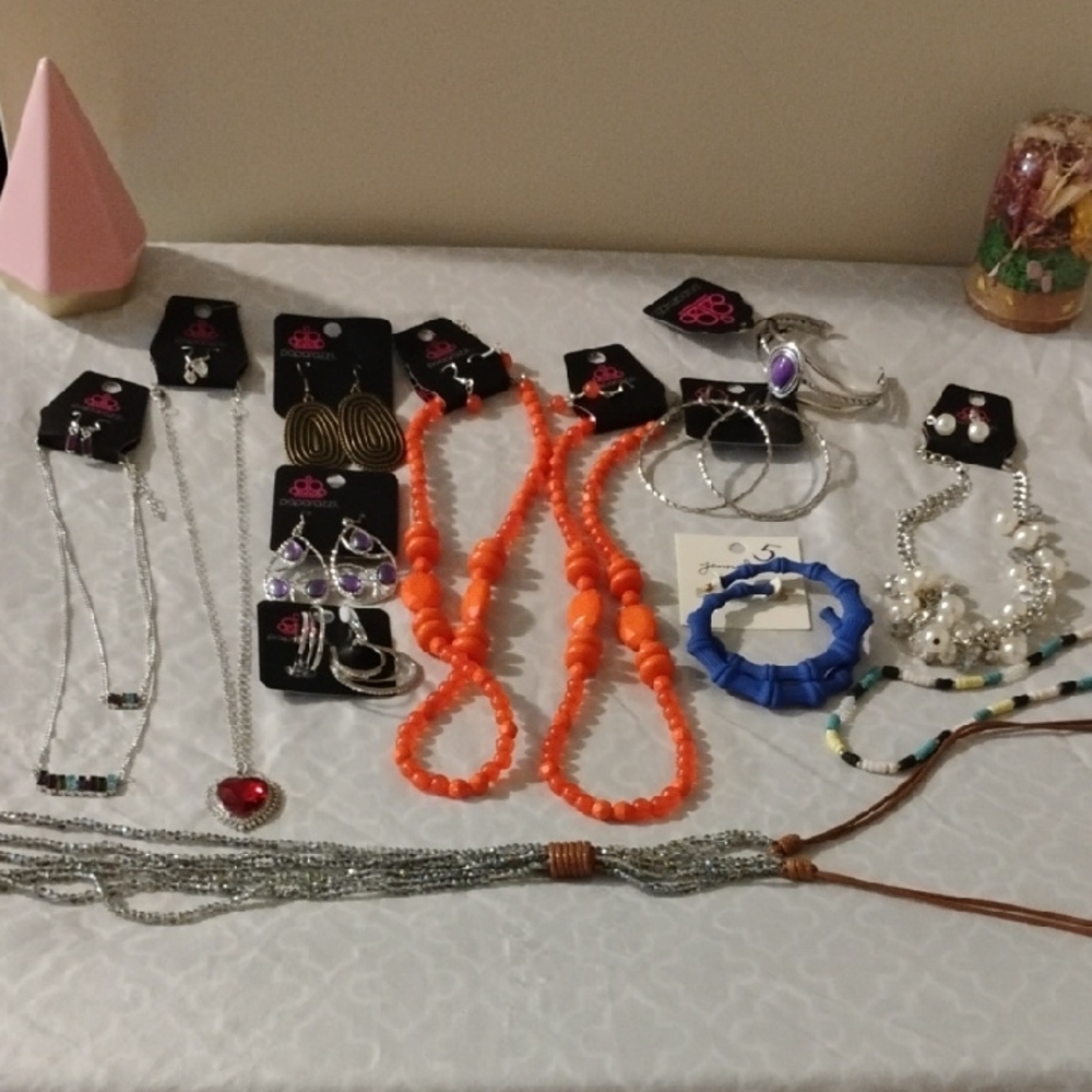 Colorful Jewelry Set with Orange and Blue Accents